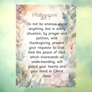Philipper 4:6-7 Christliche Bibelstelle Wasserfarb Fensteraufkleber