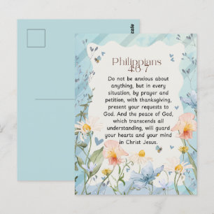 Philipper 4:6-7 Christliche Bibelstelle Wasserfarb Postkarte