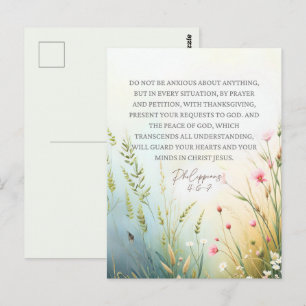 Philipper 4:6-7 Wildflower Bibelvers christlich Postkarte