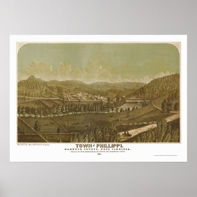 Philippi, WV Panorama Karte - 1861 Poster (Vorne)