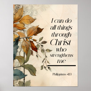 Philippianer 4:13 Alles durch die Christi-Bibel Poster