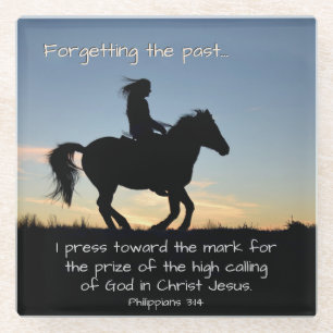 Philippians 3:13-14 I press toward the mark, Horse Glasuntersetzer