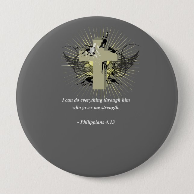 PHILIPPIANS-4:13 Bibel-Vers Button (Vorderseite)