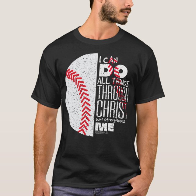 Philippians 4 13 Christian Baseball Funny Bible Ve T-Shirt (Vorderseite)