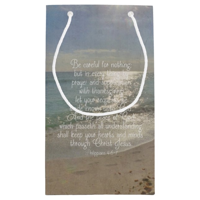 Philippians-4:13 Friedensbibel-Vers-Strand Kleine Geschenktüte (Rückseite)