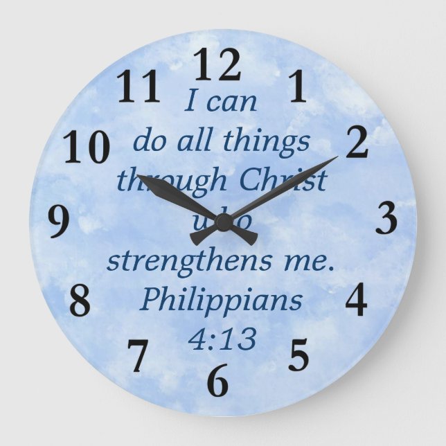Philippians-4:13 Große Wanduhr (Vorderseite)