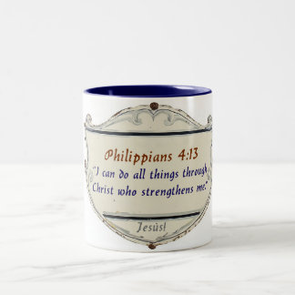 Philippians 4:13 Shield Coffee Mug Zweifarbige Tasse