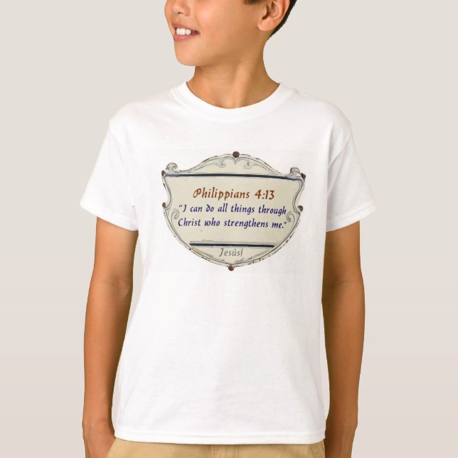 Philippians 4:13 Shield Kid's Tee Shirt (Vorderseite)