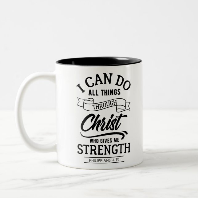 PHILIPPIANS 4 13 ZWEIFARBIGE TASSE (Links)