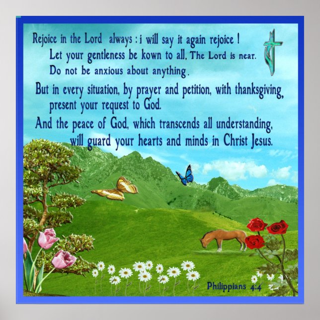 Philippians-4:4 Schriftsplakat Poster (Vorne)