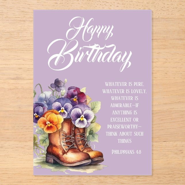 Philippians 4:8 Christian Birthday Greetings Acryleinladungen (Vorderseite)