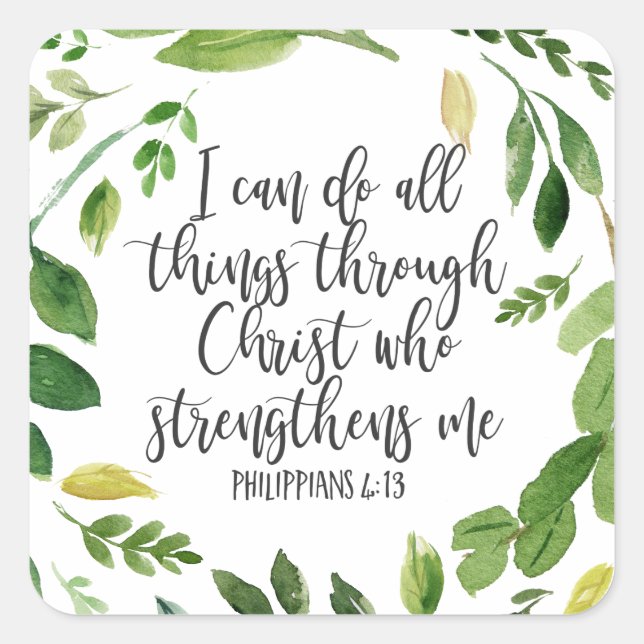 Philippians Bible Scripture verse Inspiration Quadratischer Aufkleber (Vorderseite)