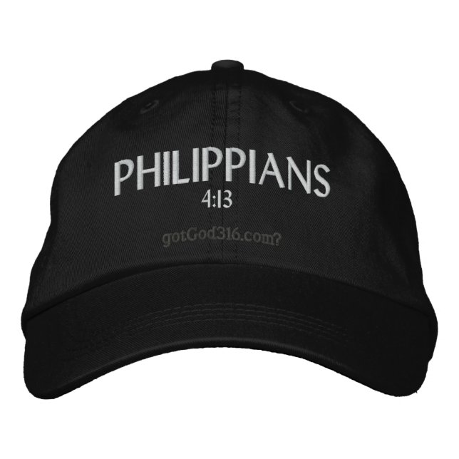PHILIPPIANS gotGod316.com 4:13 Wolle Bestickte Baseballkappe (Vorderseite)