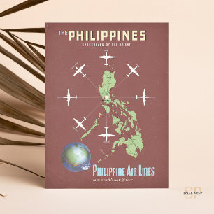 Philippine Airlines Orient Vintage Travel Poster Postkarte