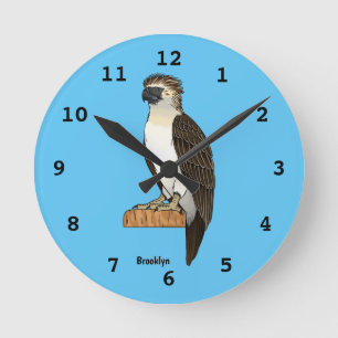 Philippine eagle bird cartoon illustration  runde wanduhr