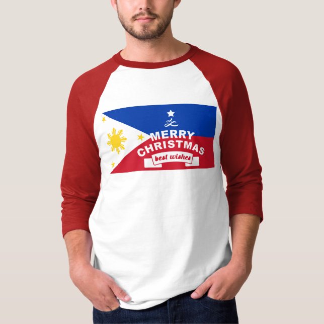 Philippine Flag Weihnachten: Frohe Weihnachten & B T-Shirt (Vorderseite)