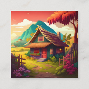 Philippine Traditional House-36543 Quadratische Visitenkarte