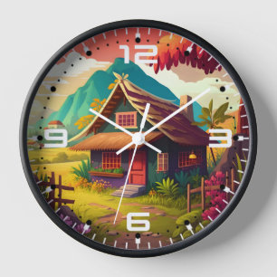 Philippine Traditionelles Haus bunt Design Uhr
