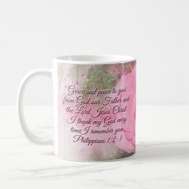 Philippinen 1:2-3 Gnade und Frieden für dich Rose  Kaffeetasse (Links)