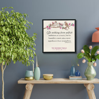 Philippinen 2:3 Schrift Vögel und Blüten drucken Poster