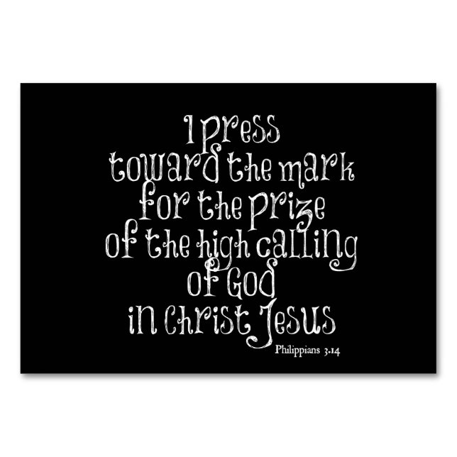 Philippinen 3,14 Bibelverse Tischnummer (Vorderseite)