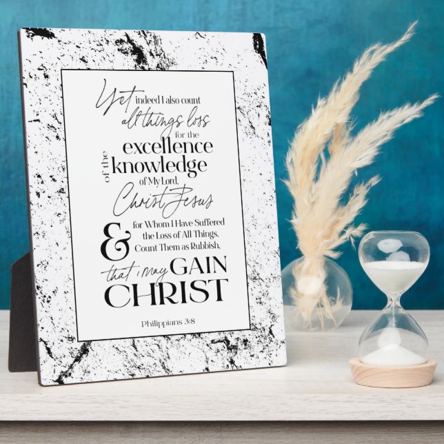 Philippinen 3:8 "GAIN CHRIST"-Schrift Tabletop Fotoplatte (Seite)