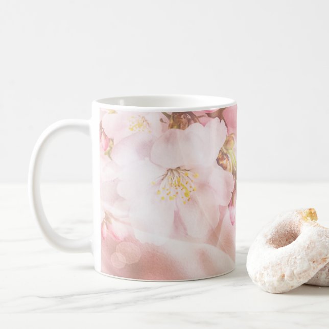 Philippinen 413 tun alles, was Soft Pink Floral Kaffeetasse (Mit Donut)