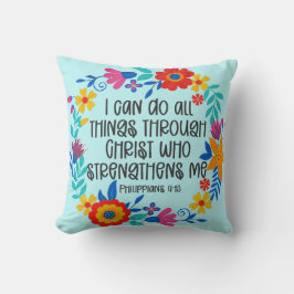 Philippinen 4:13 Bibelschrift Folk Art Floral Kissen