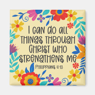 Philippinen 4:13 Bibelschrift Folk Art Floral Magnet