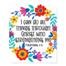 Philippinen 4:13 Bibelschrift Folk Art Floral