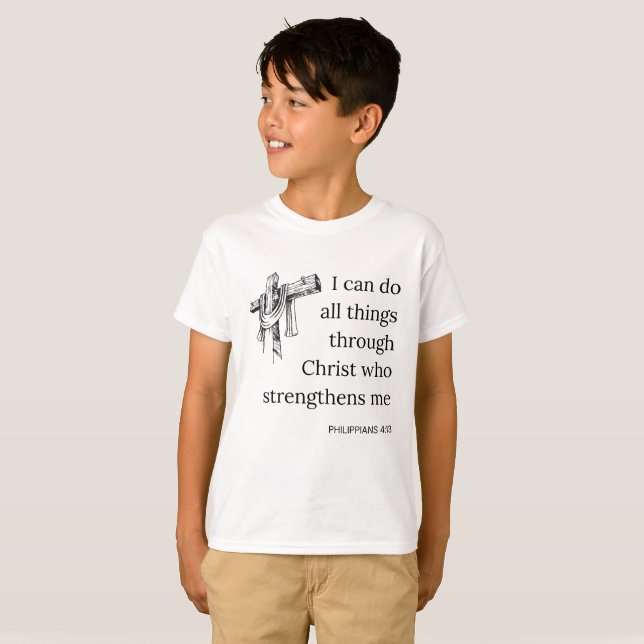 Philippinen 4:13 Bibelschrift KJV Quote Boys T-Shirt (Vorne ganz)