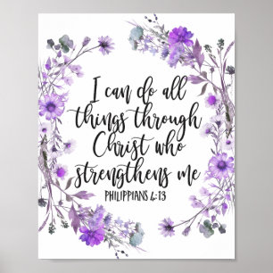 Philippinen 4:13 Bibelschrift Lila Lavendel Poster