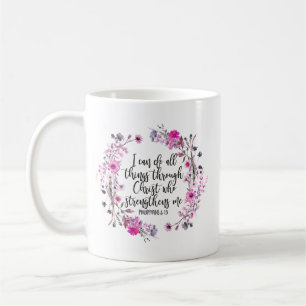 Philippinen 4:13 Bibelschrift Rosa und Lila Kaffeetasse