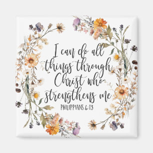 Philippinen 4:13 Bibelschrift Verse Floral Boho Magnet