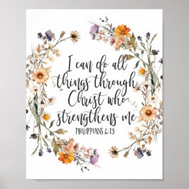 Philippinen 4:13 Bibelschrift Verse Floral Boho Poster