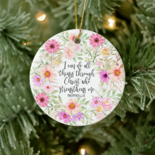 Philippinen 4:13 Bibelschrift Verse Floral Keramik Ornament