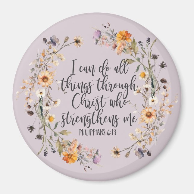 Philippinen 4:13 Bibelschrift Verse Floral Magnet (Vorne)