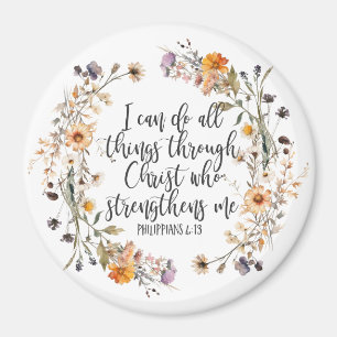 Philippinen 4:13 Bibelschrift Verse Floral Magnet