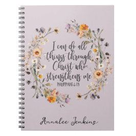 Philippinen 4:13 Bibelschrift Verse Floral Notizblock