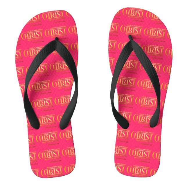 Philippinen 4:13 Bibelverse KJV Zitat Rosa Unisex Flip Flops (Fußbett)