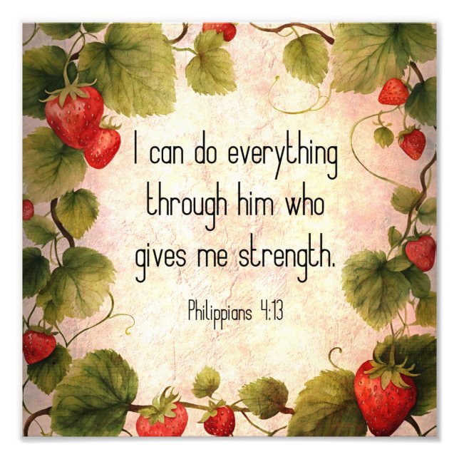 Philippinen 4:13 Bibelverse über zeitloses Design Fotodruck (Vorne)