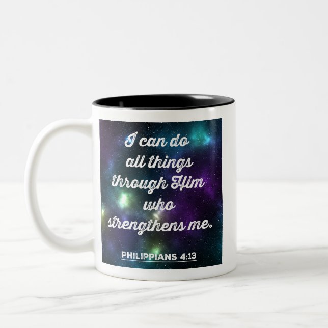 Philippinen 4:13 Bibelverse Zweifarbige Tasse (Links)
