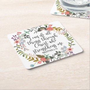 Philippinen 4:13 Ich kann alles tun Rechteckiger Pappuntersetzer