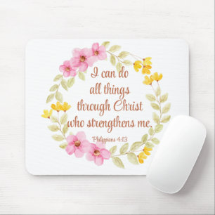 Philippinen 4:13 Rosa und Gelbe Schrift Mousepad