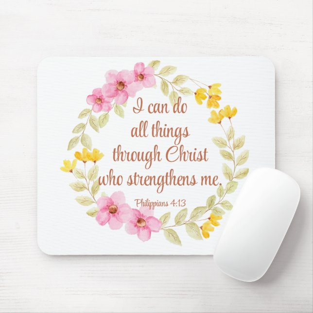 Philippinen 4:13 Rosa und Gelbe Schrift Mousepad (Mit Mouse)