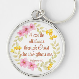 Philippinen 4:13 Rosa und Gelbe Schrift Schlüsselanhänger