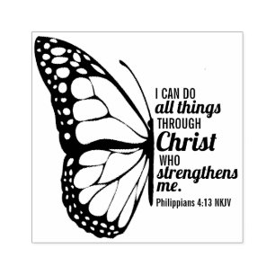 Philippinen 4:13 Schmetterlingsskriptur in der Bib Gummistempel