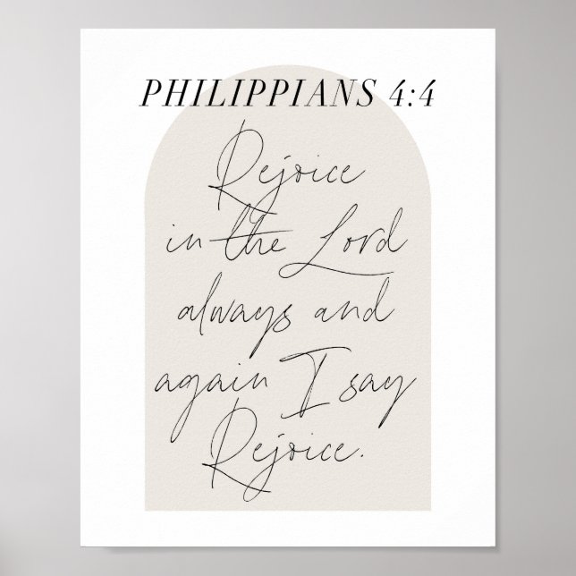 Philippinen 4:4 Minimal Boho Beige Arch Script Poster (Vorne)