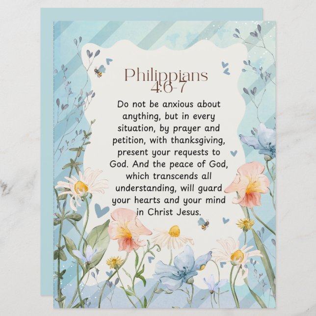 Philippinen 4:6-7 Christliche Bibelverse Wasserfar (Vorne/Hinten)