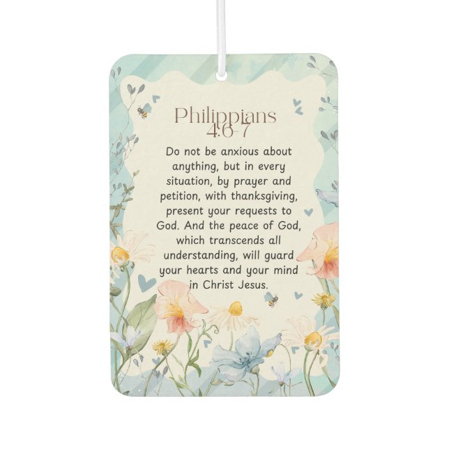 Philippinen 4:6-7 Christliche Bibelverse Wasserfar Autolufterfrischer (Vorderseite)